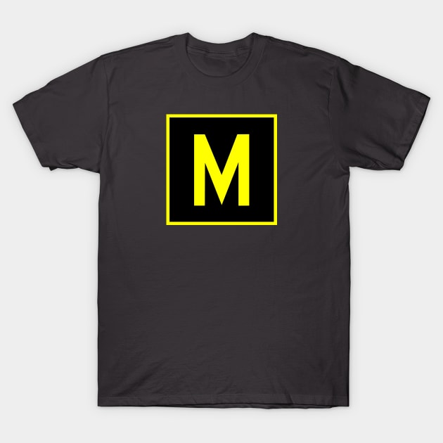 M - Mike - FAA taxiway sign, phonetic alphabet T-Shirt by Vidision Avgeek